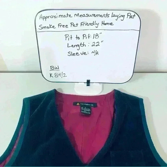 Liz Claiborne Unique Vintage Teal Corduroy Hunting Vest Fuchsia Lining Sz Medium - Picture 15 of 15